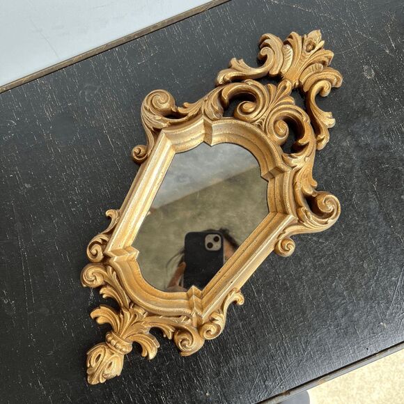 VTG Burwood Ornate Gold Rococo Mirror USA Wall Decor 16x9" Hollywood Regency - Picture 1 of 6
